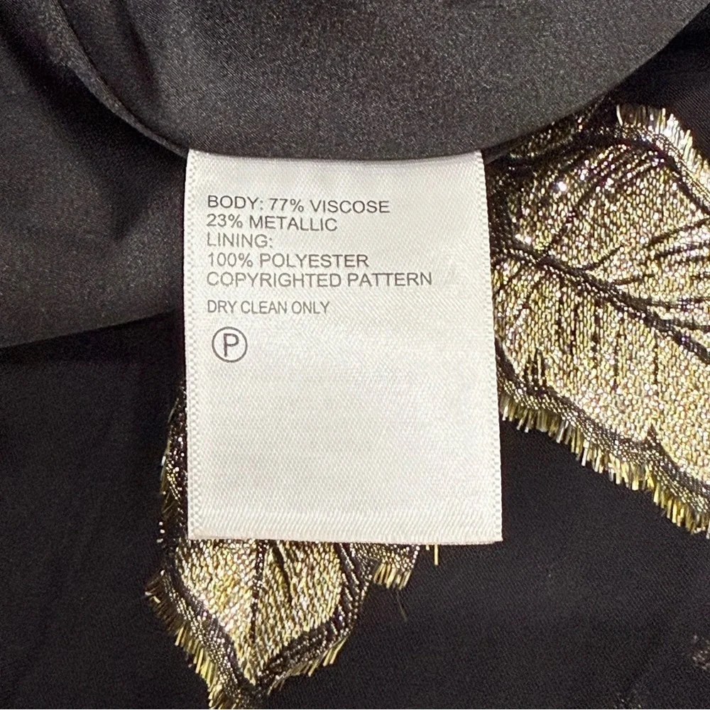 Tommy Bahama Shimmering Shores Long Sleeve Tiered Shift Dress Black Gold NWT